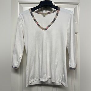 Burberry london white 3/4 sleeve shirt.